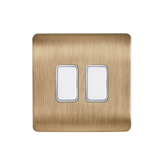 Forum CUL-44842 Kinetic 2 Gang Faceplate Brushed Brass (No Modules)