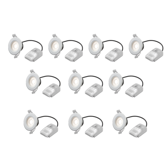Knightsbridge CYRFS10 CyroLED 4/6W CCT LED Fixed Fire Rated IP65 Downlight Pack of 10 White