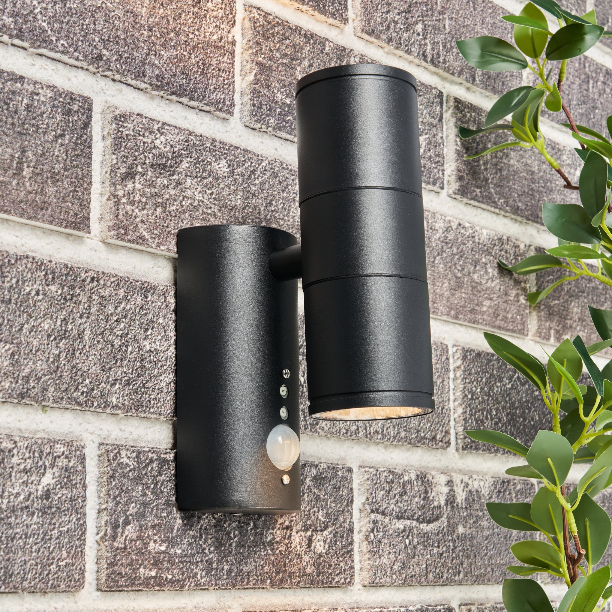 Forum CZ-29319-BLK Islay 2 x GU10 Up / Down Wall Light with PIR IP44 Black