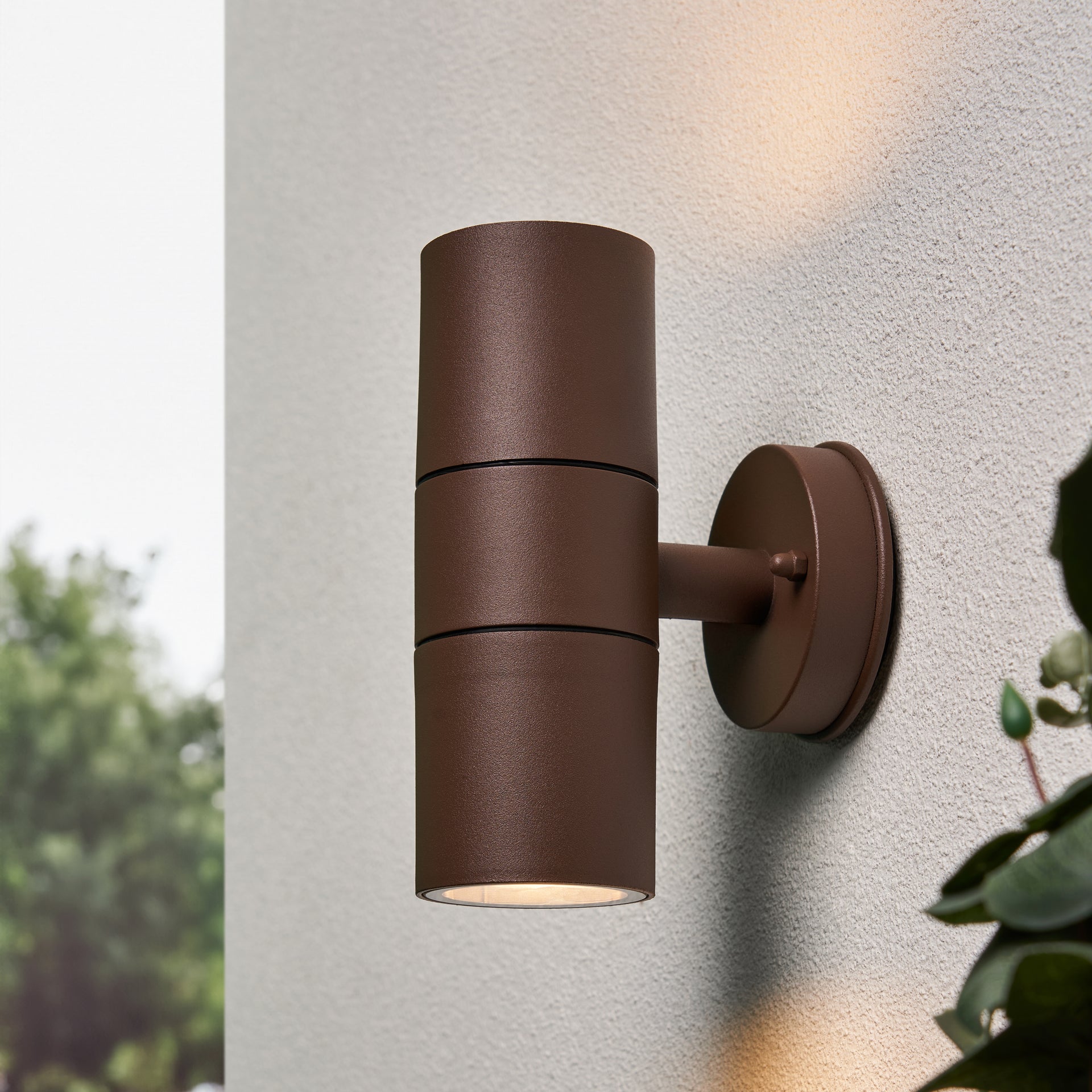 Forum CZ-37502-RUST Arbo 2 x GU10 Carbon Fibre Up / Down Wall Light IP44 Rust