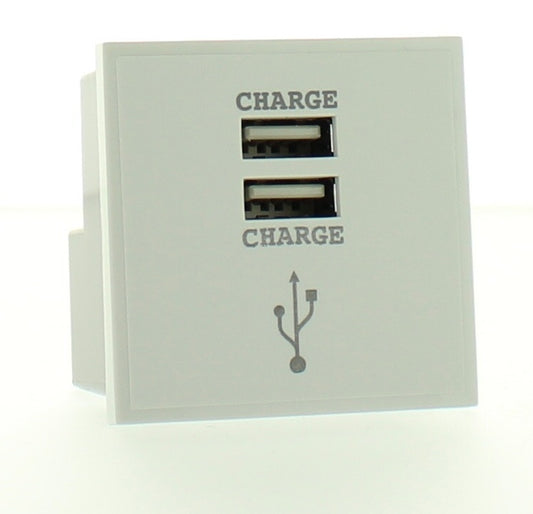 Euro USB2W Twin USB Charging Module White