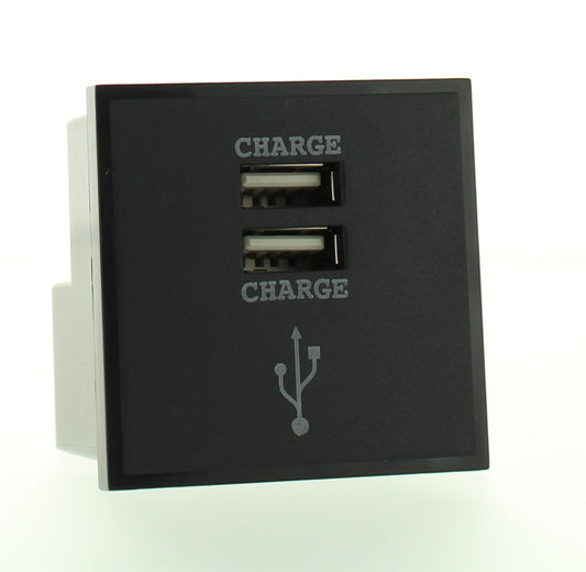 Euro USB2B Twin USB Charging Module Black