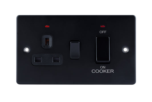 Niglon D-CC45DPN-MBM 2 Gang 45A DP Cooker Control Unit with Neon Matt Black