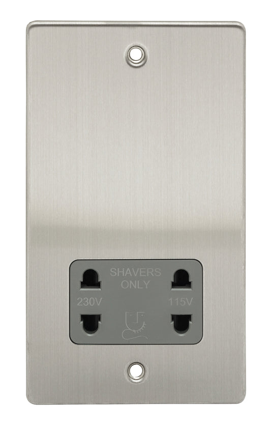 Niglon D-DVSS-BCG 115/230V Shaver Socket Brushed Chrome Grey Insert