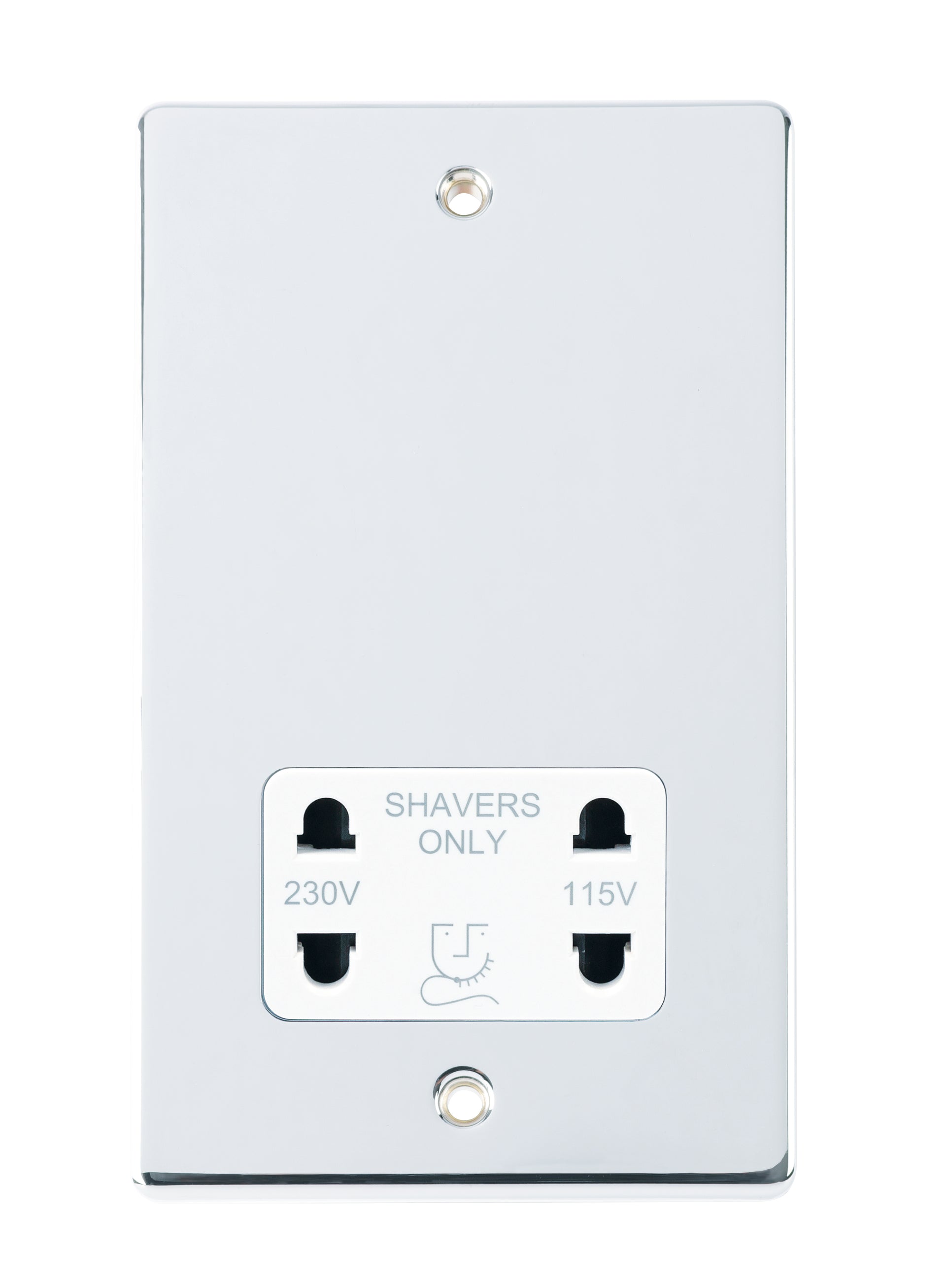 Niglon D-DVSS-PCW 115/230V Shaver Socket Polished Chrome White Insert