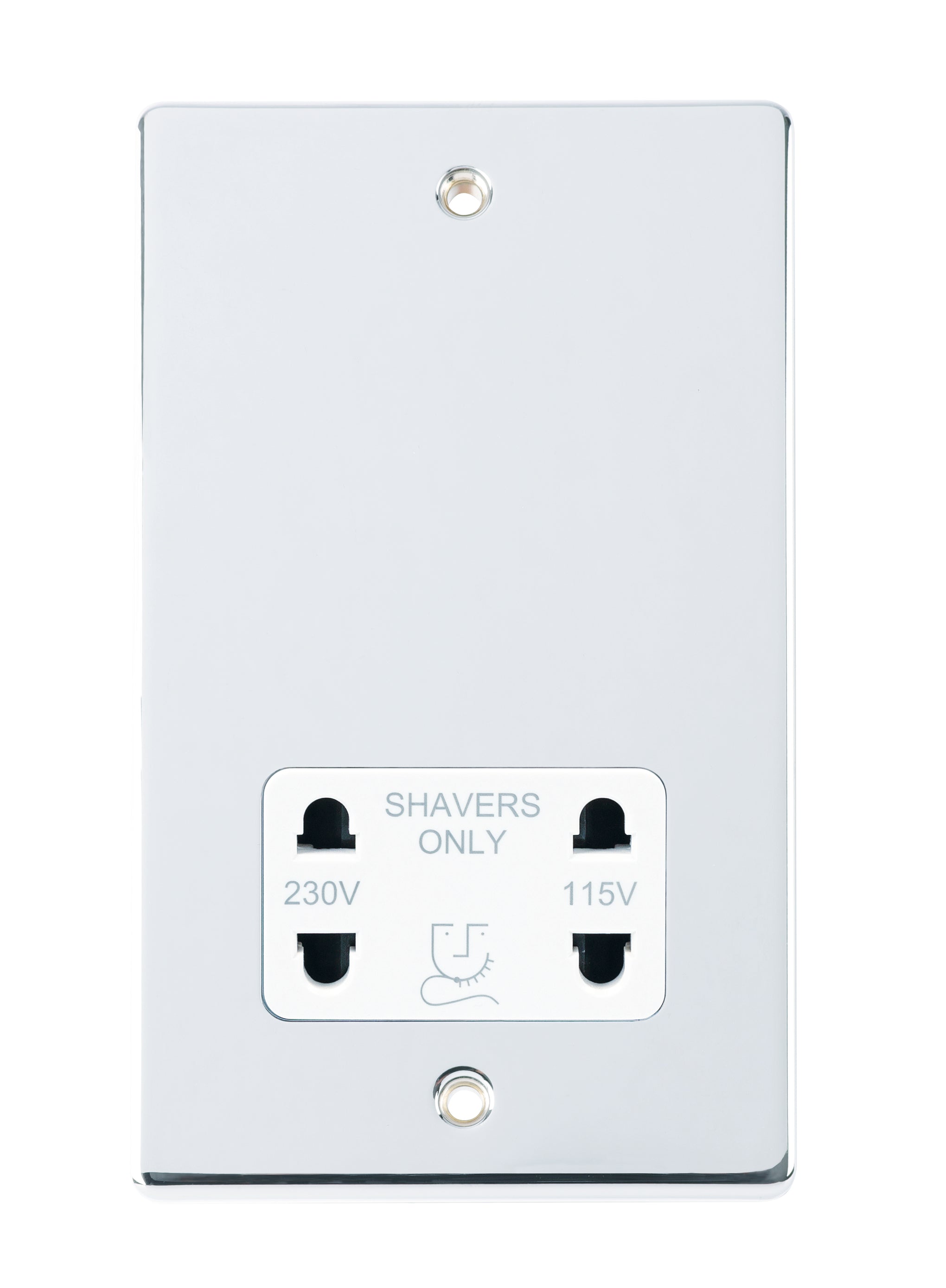Niglon D-DVSS-PCW 115/230V Shaver Socket Polished Chrome White Insert