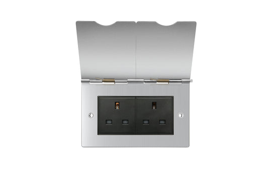 Niglon D-FS132-BC 2 Gang 13A Unswitched Socket Brushed Chrome