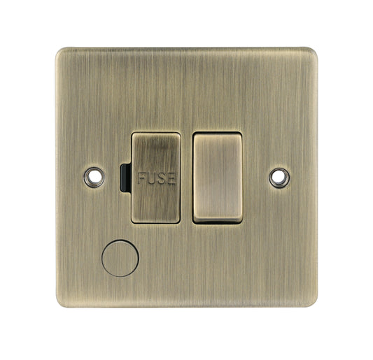 Niglon D-FS13DPF-ABM 13A Switched Spur with Flex Outlet Antique Brass