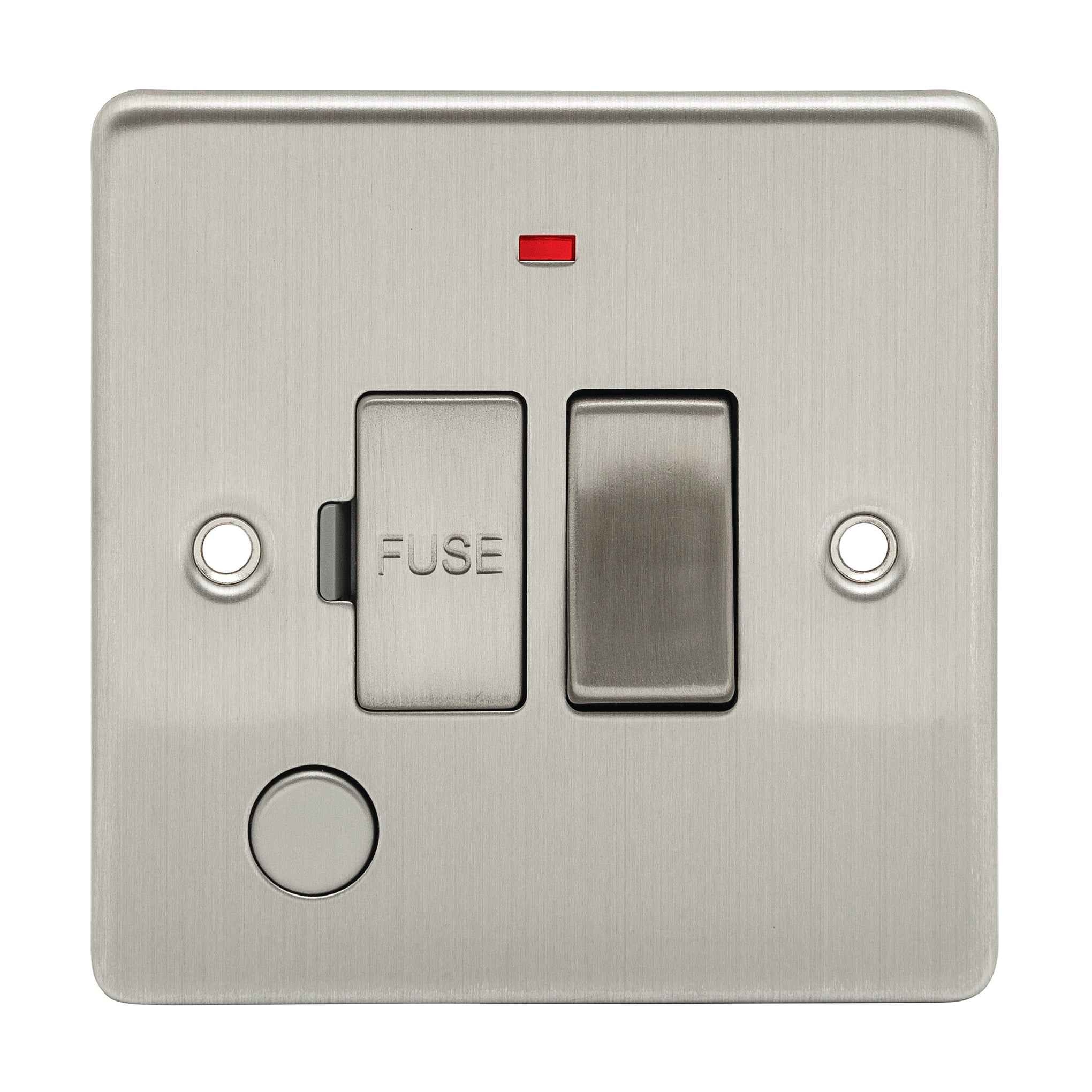 Niglon D-FS13DPFN-BCM 13A Switched Spur with Neon and Flex Outlet Brushed Chrome