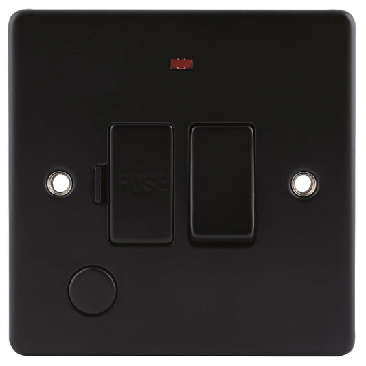 Niglon D-FS13DPFN-MBM 13A Switched Spur with Neon and Flex Outlet Matt Black