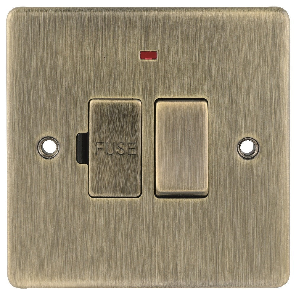 Niglon D-FS13DPN-ABM 13A Switched Spur with Neon Antique Brass