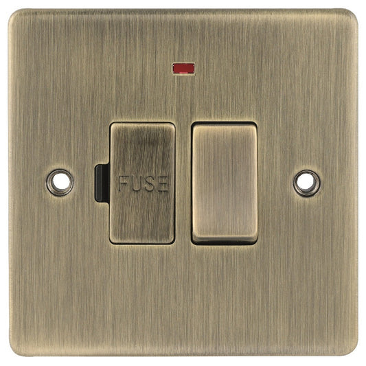 Niglon D-FS13DPN-ABM 13A Switched Spur with Neon Antique Brass