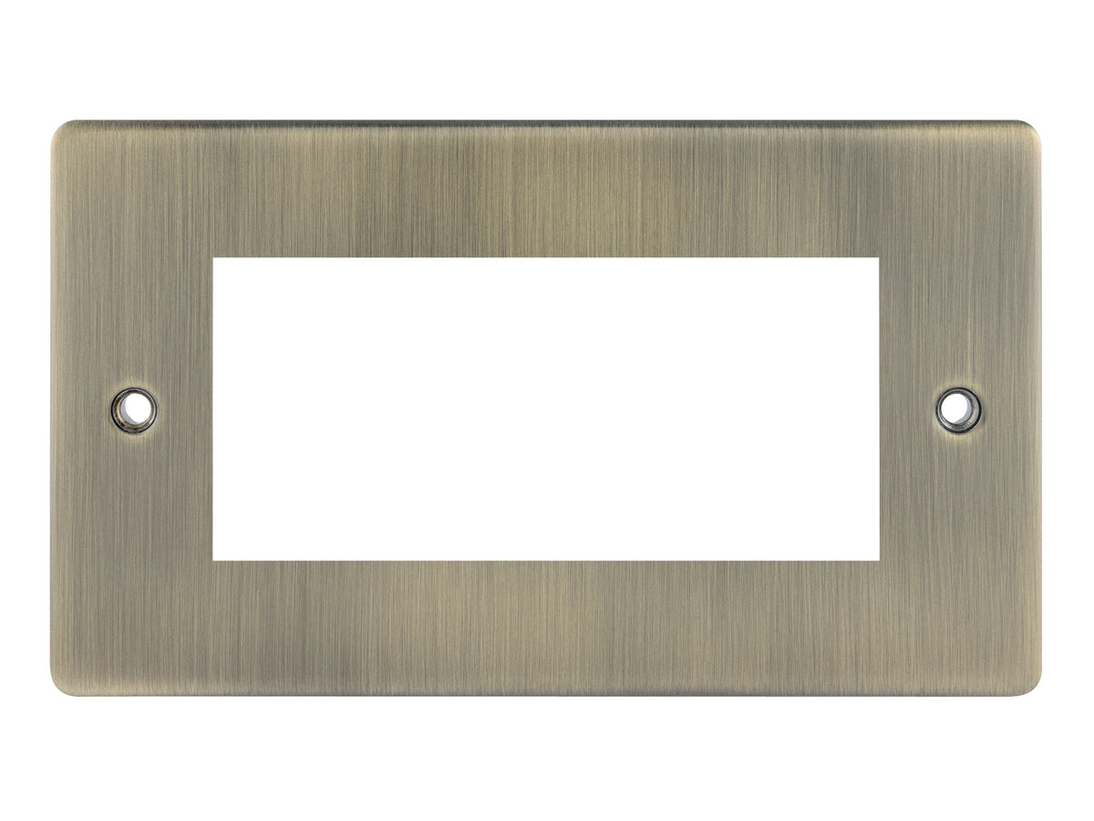 Niglon D-MP24-ABM Premium Edge S 2 Gang 4 Module Euromodule Faceplate Antique Brass