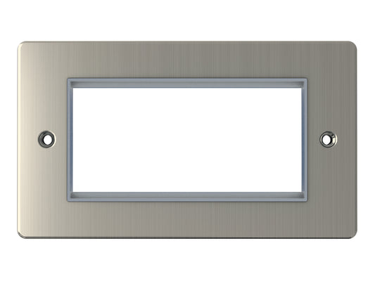 Niglon D-MP24-BCM 2 Gang 4 Module Euromodule Faceplate Brushed Chrome