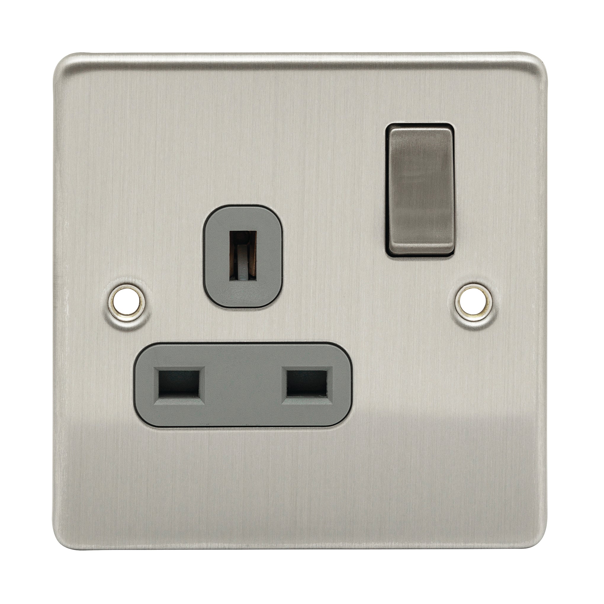 Niglon D-S131DPS-BCG 1 Gang 13A DP Switched Socket Brushed Chrome Grey Insert
