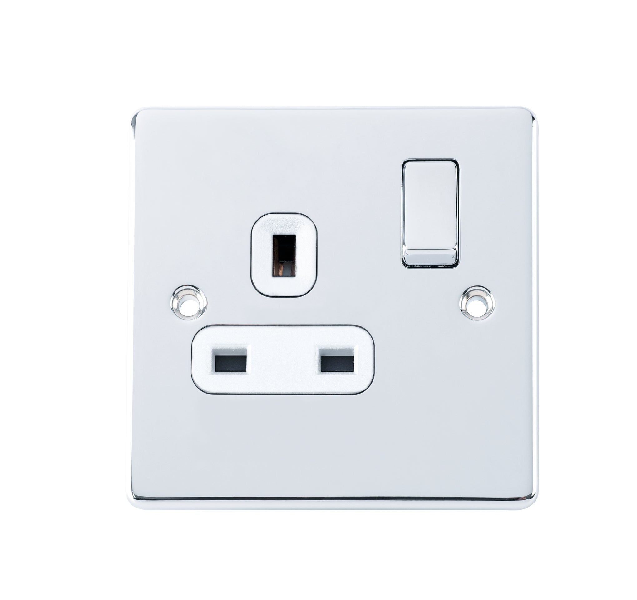 Niglon D-S131DPS-PCW 1 Gang 13A DP Switched Socket Polished Chrome White Insert