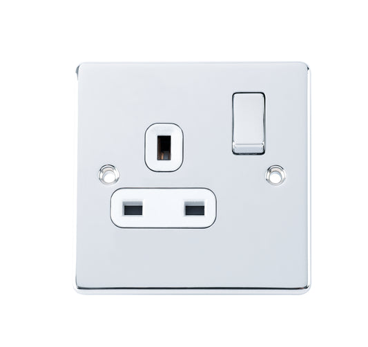 Niglon D-S131DPS-PCW 1 Gang 13A DP Switched Socket Polished Chrome White Insert