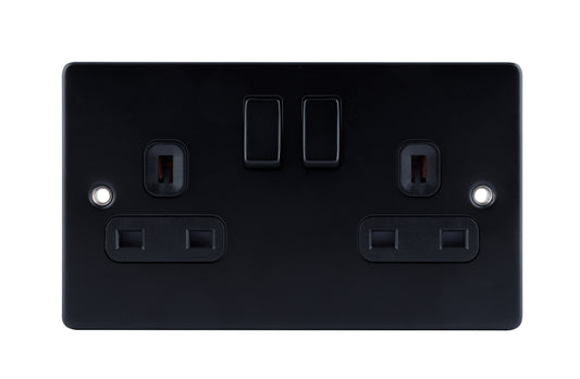 Niglon D-S132DPS-MBB 2 Gang 13A DP Switched Socket Matt Black
