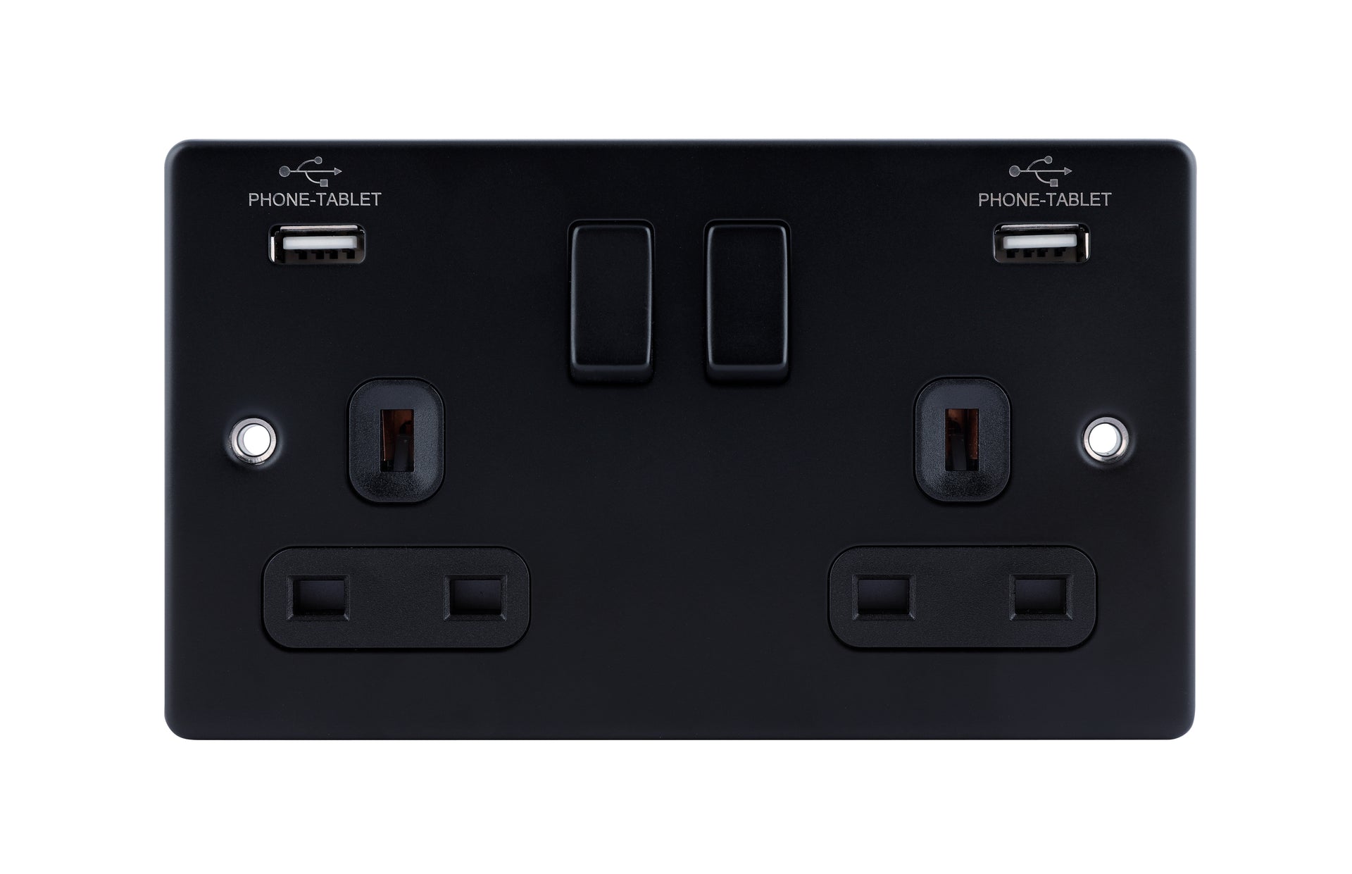 Niglon D-S132USB-MBB 2 Gang 13A 3.1A Switched USB Socket Matt Black