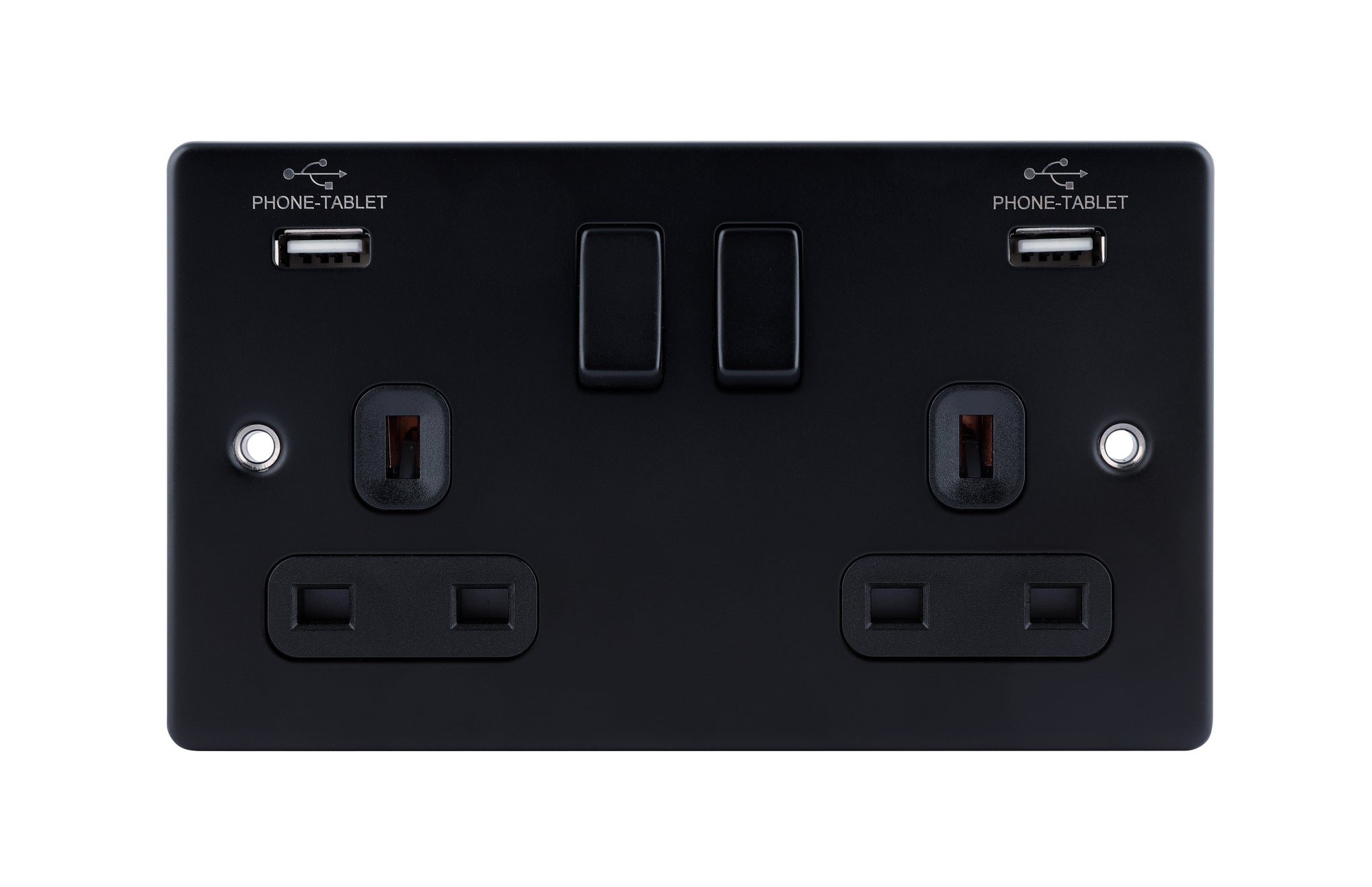 Niglon D-S132USB-MBB 2 Gang 13A 3.1A Switched USB Socket Matt Black