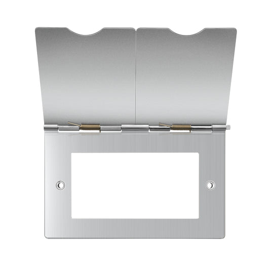 Niglon D-SF132-BC 2 Gang 4 Module Euromodule Floor Socket Brushed Chrome