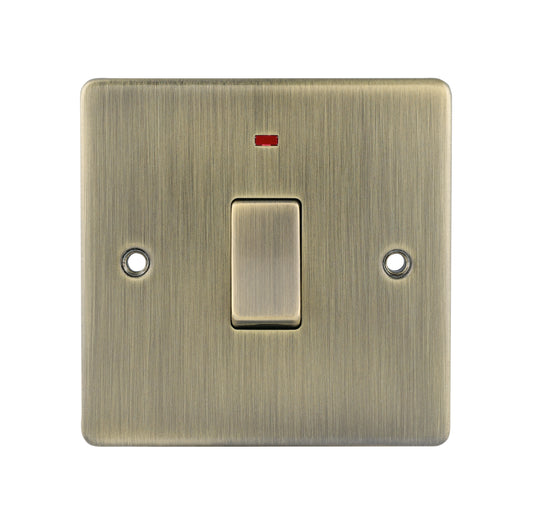 Niglon D-SP20DPN-ABM 1 Gang 20A DP Switch with Neon Antique Brass