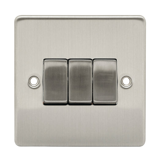 Niglon D-SP632-BCM 3 Gang 2 Way Switch Brushed Chrome