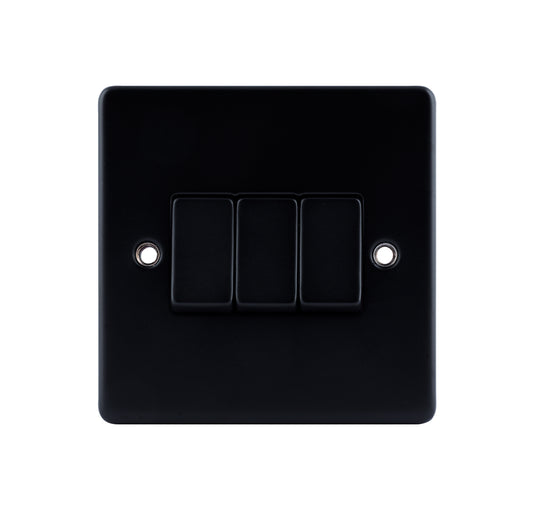 Niglon D-SP632-MBM 3 Gang 2 Way Switch Matt Black