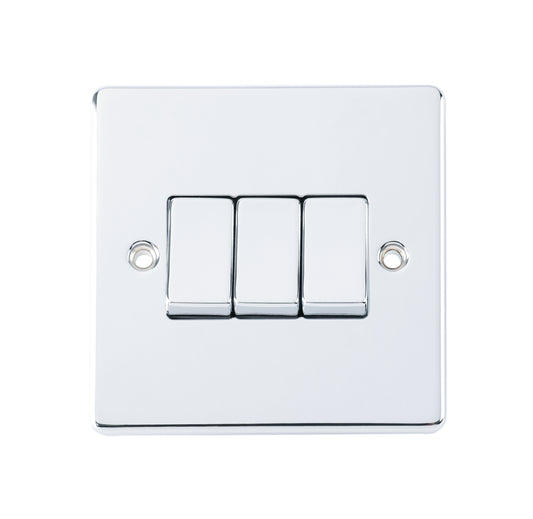 Niglon D-SP632-PCM 3 Gang 2 Way Switch Polished Chrome