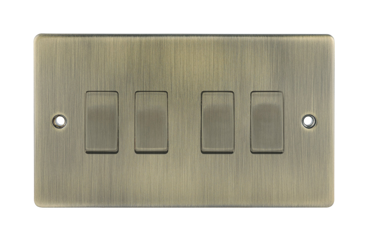 Niglon D-SP642-ABM 4 Gang 2 Way Switch Antique Brass