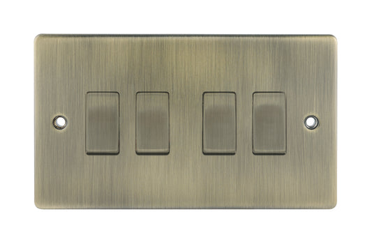 Niglon D-SP642-ABM 4 Gang 2 Way Switch Antique Brass
