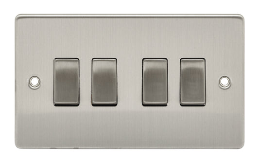 Niglon D-SP642-BCM 4 Gang 2 Way Switch Brushed Chrome