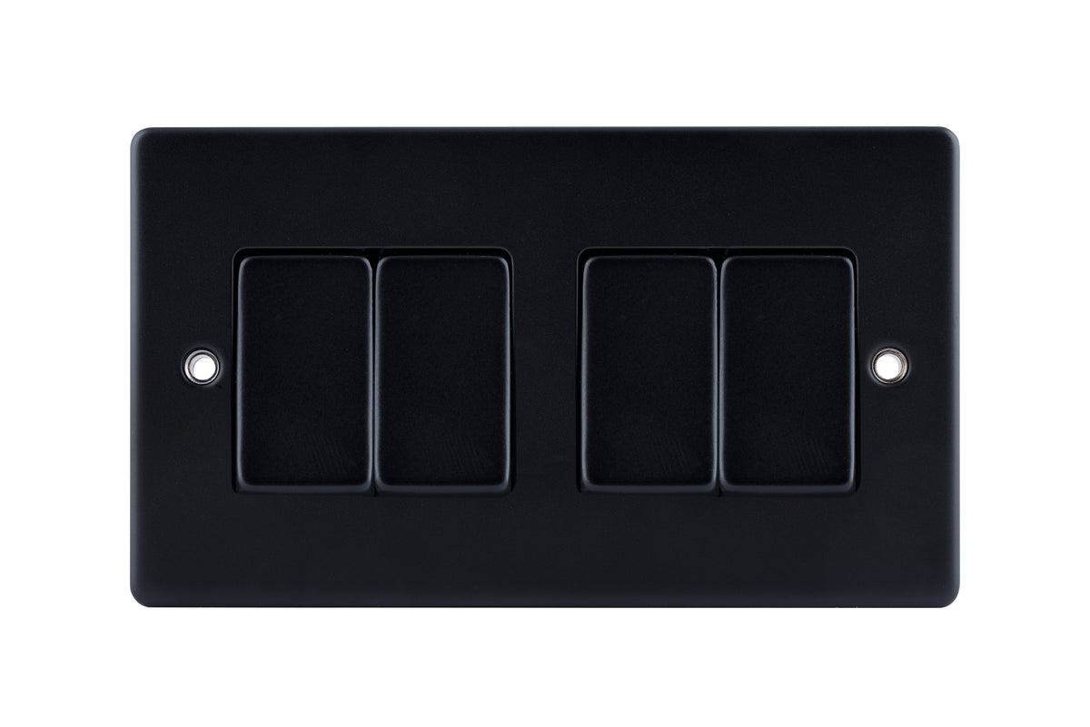 Niglon D-SP642-MBM 4 Gang 2 Way Switch Matt Black