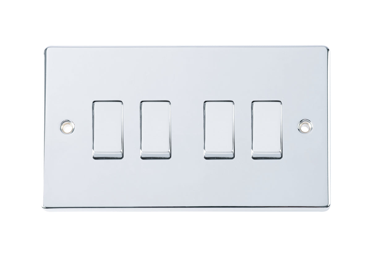 Niglon D-SP642-PCM 4 Gang 2 Way Switch Polished Chrome