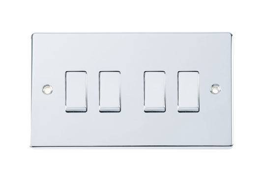 Niglon D-SP642-PCM 4 Gang 2 Way Switch Polished Chrome