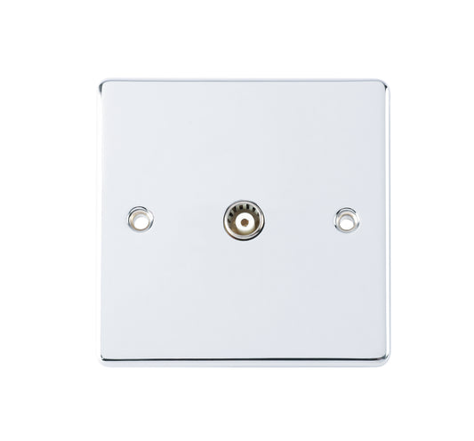 Niglon D-TV1-PCW 1 Gang TV / FM Outlet Polished Chrome White Insert