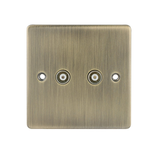 Niglon D-TV2-ABB 2 Gang TV / FM Outlet Antique Brass