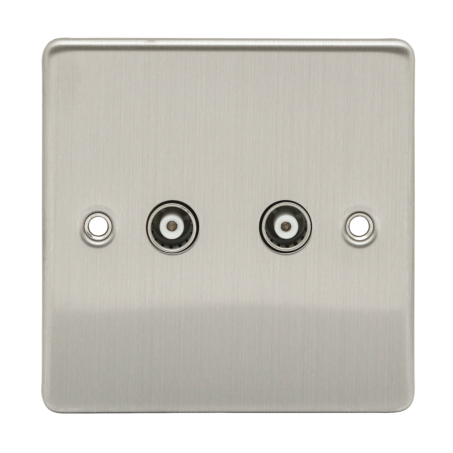 Niglon D-TV2-BCG 2 Gang TV / FM Outlet Brushed Chrome Grey Insert