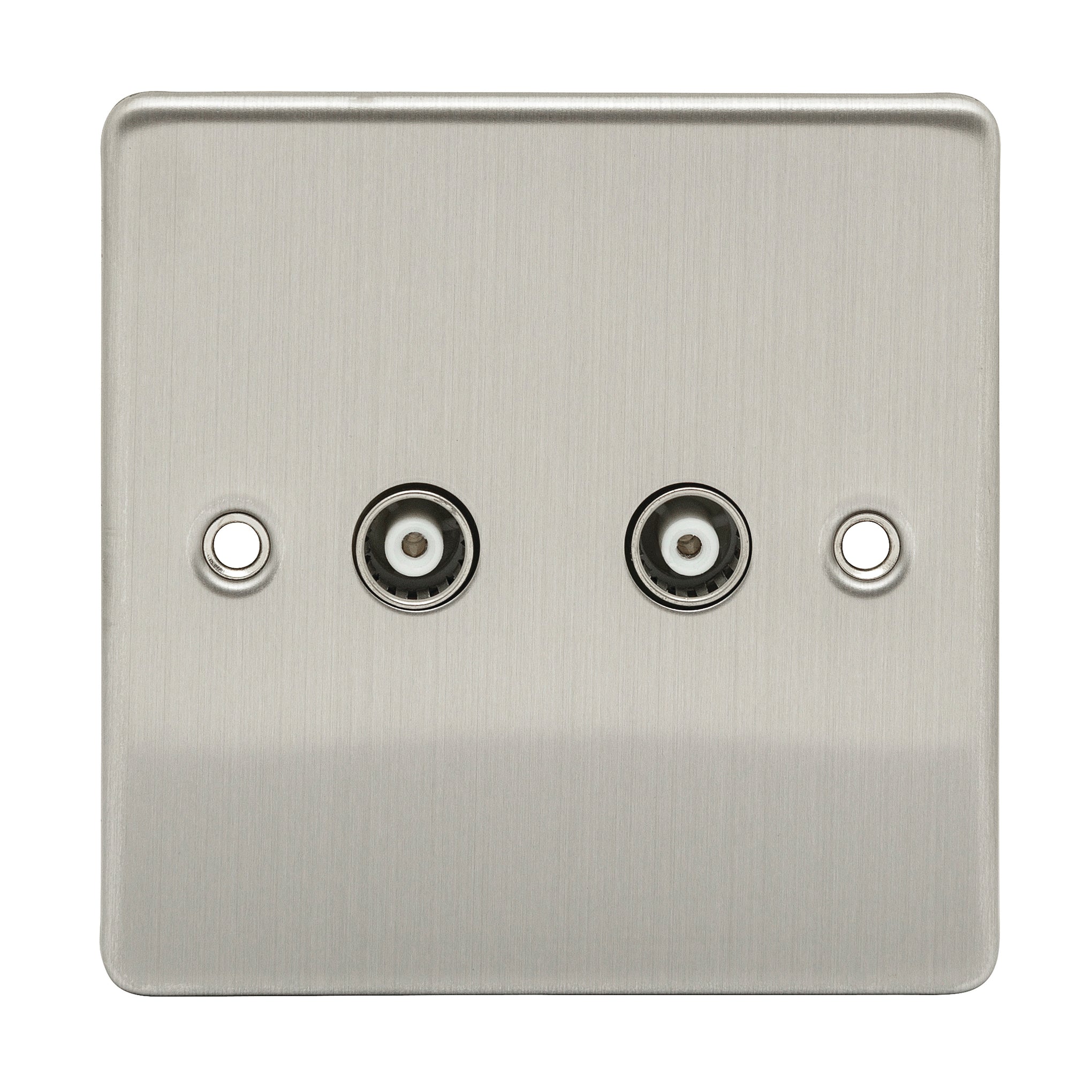 Niglon D-TV2-BCG 2 Gang TV / FM Outlet Brushed Chrome Grey Insert