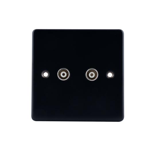 Niglon D-TV2-MBB 2 Gang TV / FM Outlet Matt Black