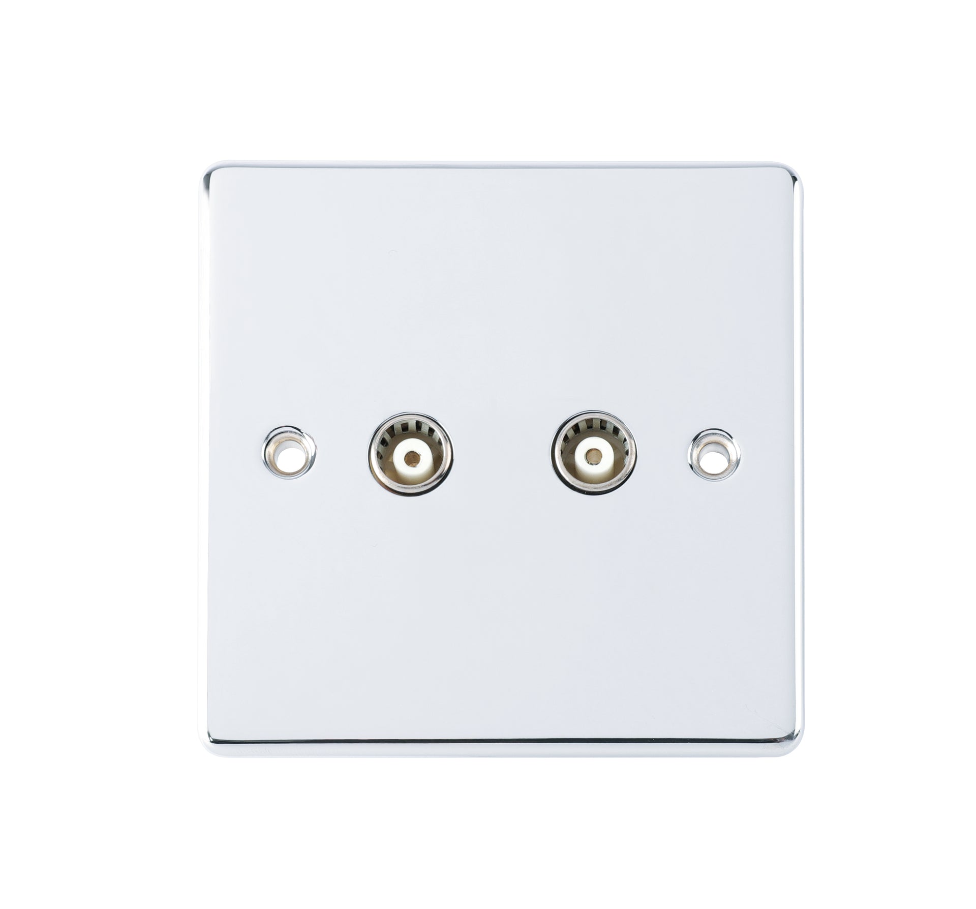 Niglon D-TV2-PCW 2 Gang TV / FM Outlet Polished Chrome White Insert