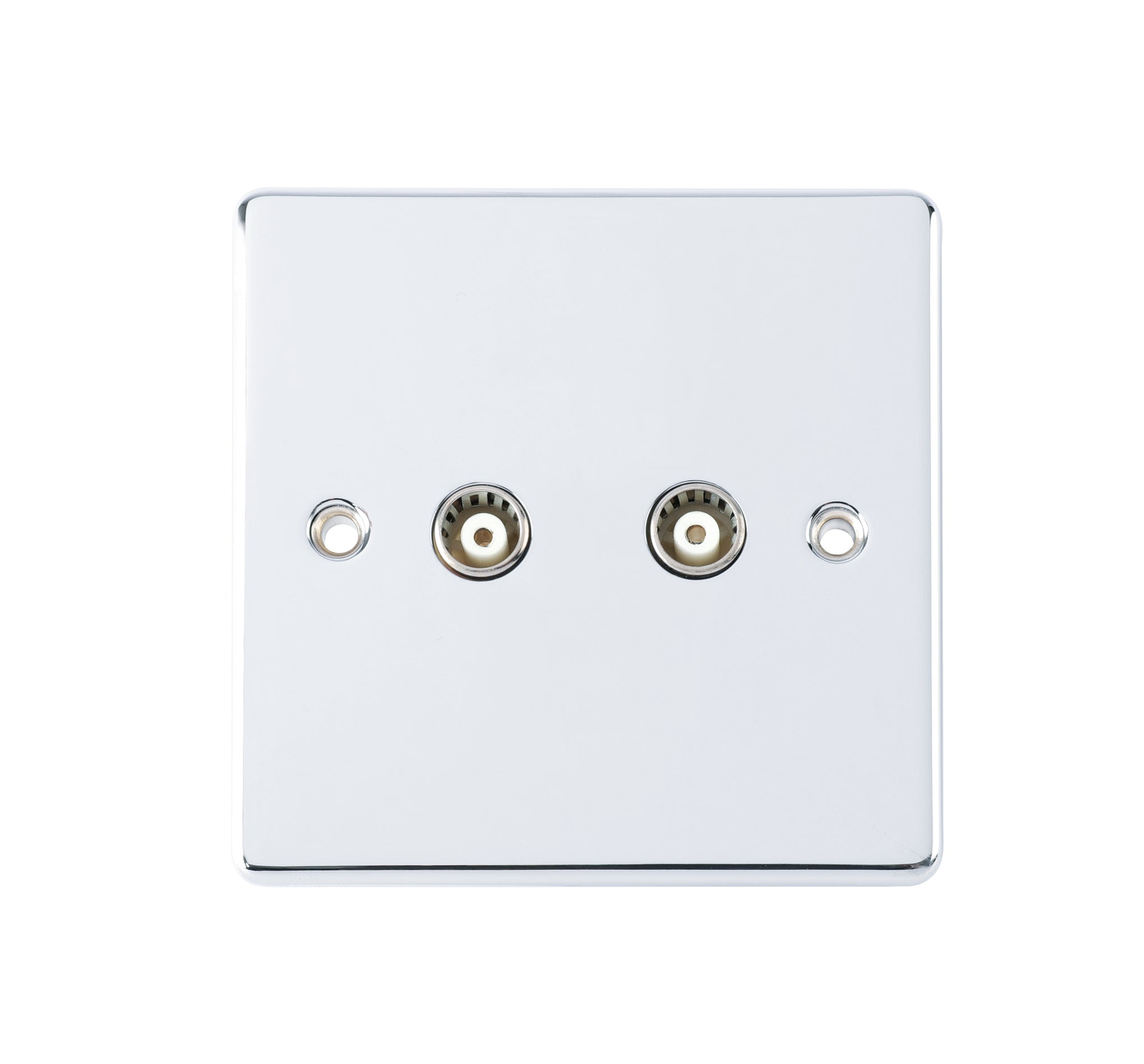 Niglon D-TV2-PCW 2 Gang TV / FM Outlet Polished Chrome White Insert