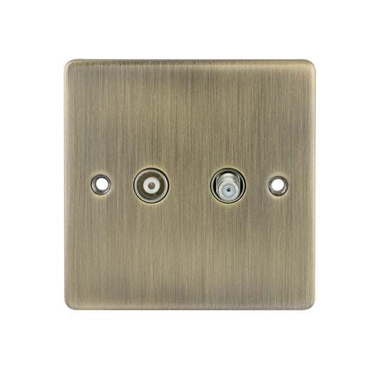 Niglon D-TV+SAT-ABB 2 Gang TV / SAT Outlet Antique Brass