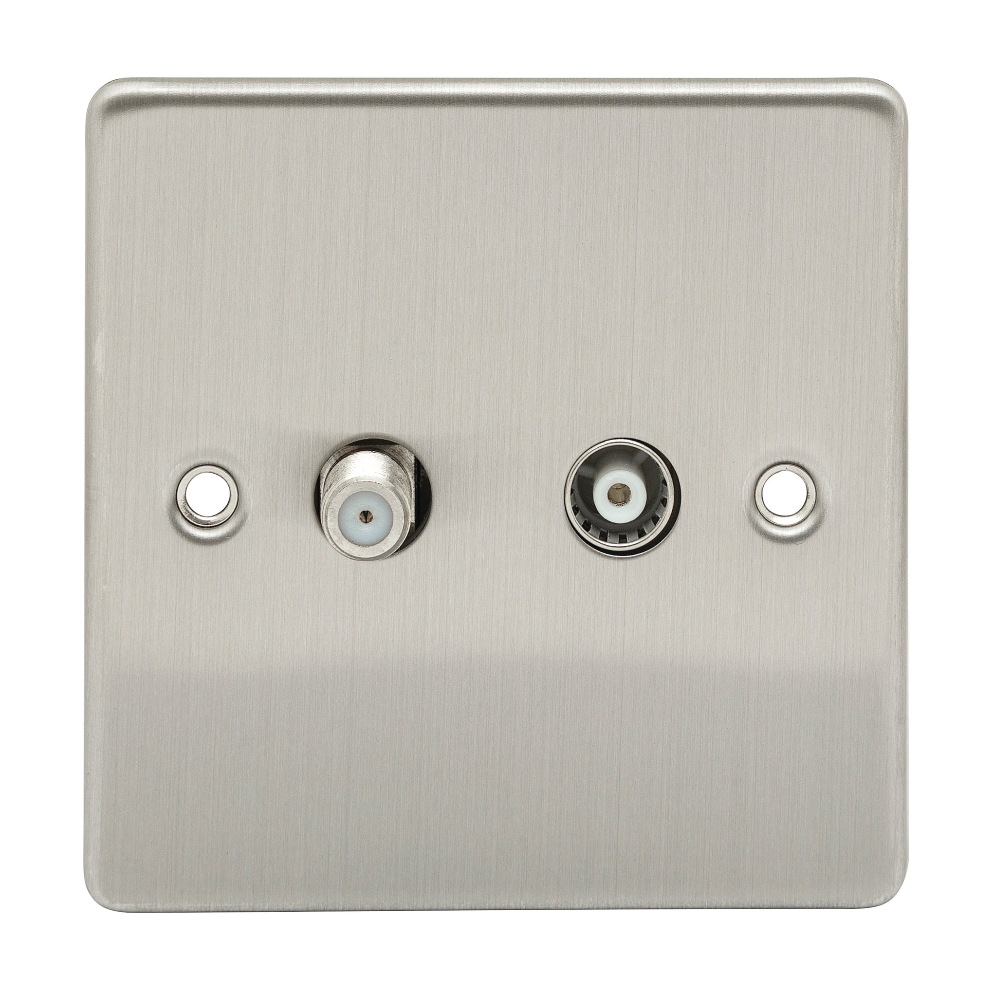 Niglon D-TV+SAT-BCG 2 Gang TV / SAT Outlet Brushed Chrome Grey Insert