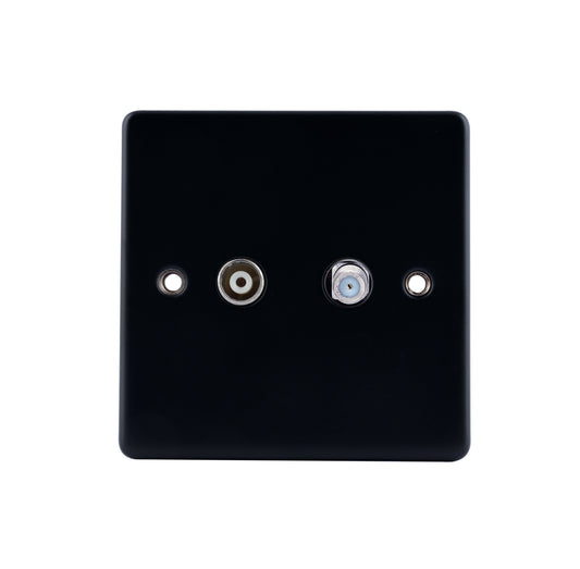 Niglon D-TV+SAT-MBB 2 Gang TV / SAT Outlet Matt Black