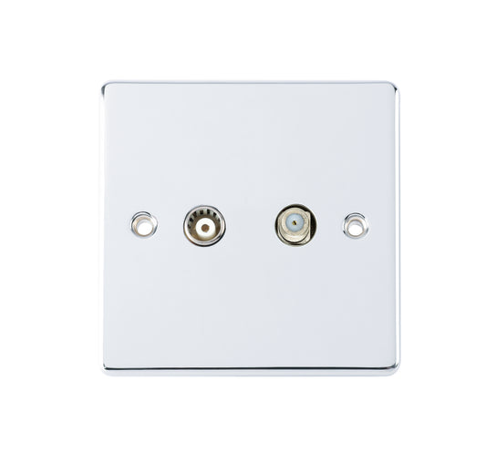 Niglon D-TV+SAT-PCW 2 Gang TV / SAT Outlet Polished Chrome White Insert
