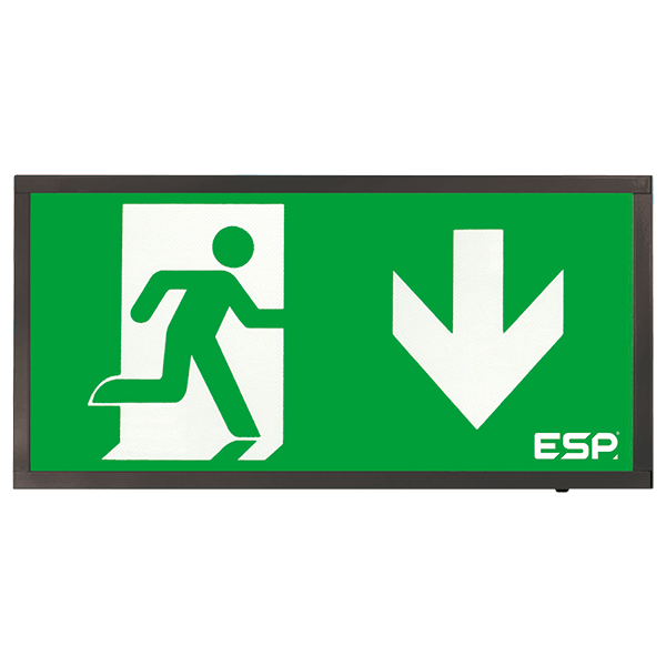 ESP D120DBK Duceri 3W LED Maintained Emergency Exit Sign with Down Legend 5500K IP20 Black