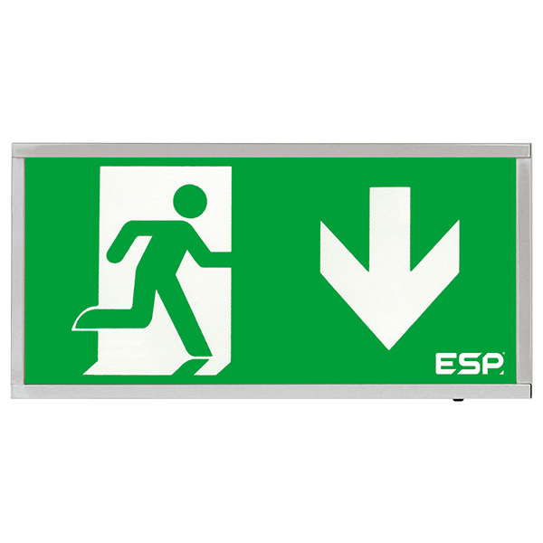 ESP D120DCH Duceri 3W LED Maintained Emergency Exit Sign with Down Legend 5500K IP20 Chrome