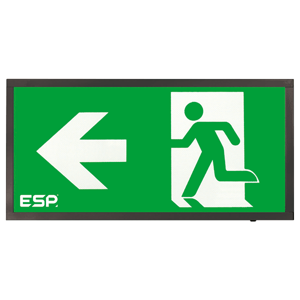 ESP D120LBK Duceri 3W LED Maintained Emergency Exit Sign with Left Legend 5500K IP20 Black