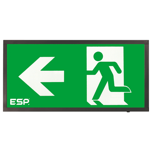 ESP D120LBK Duceri 3W LED Maintained Emergency Exit Sign with Left Legend 5500K IP20 Black
